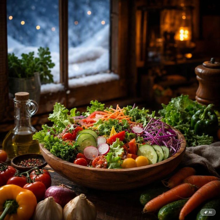 Sélection de légumes crus d'hiver : carottes, betterave, kale, agrumes et graines germées