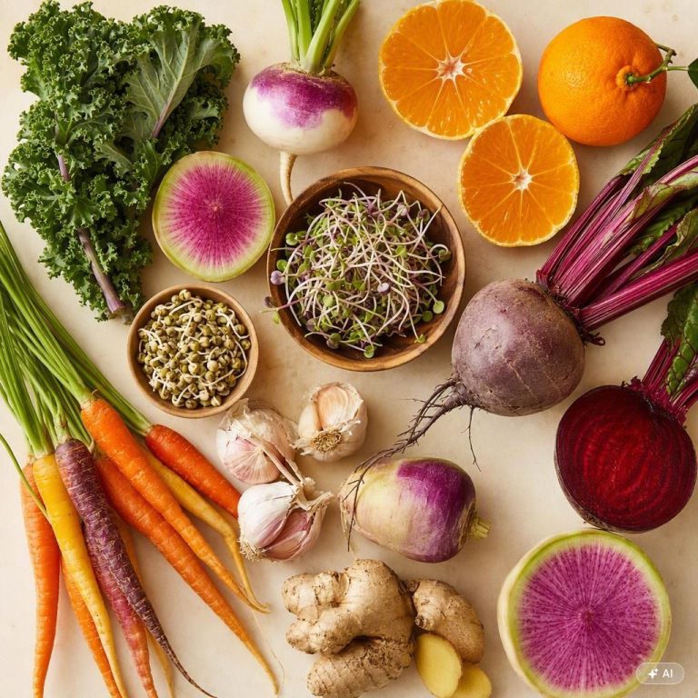 Salade de légumes crus en hiver dans une ambiance chaleureuse