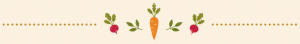 Séparateur décoratif avec des légumes colorés — carottes et radis — sur fond crème, illustrant le thème des légumes crus
